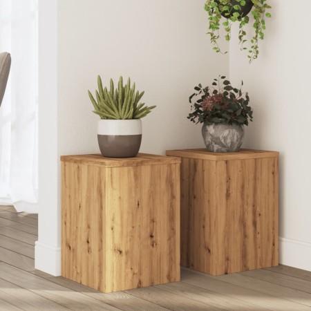 Soportes de plantas 2 uds madera roble artisian 25x25x35 cm de , Soportes para macetas - Ref: Foro24-852914, Precio: 44,83 €,...