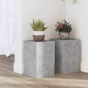 Soportes de plantas 2 uds madera gris hormigón 20x20x30 cm de , Soportes para macetas - Ref: Foro24-852900, Precio: 36,99 €, ...