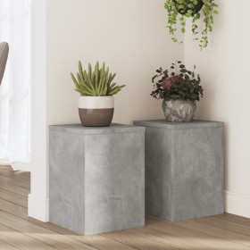 Plant stands 2 units gray wood concrete 25x25x35 cm by , Pot stands - Ref: Foro24-852909, Price: 42,98 €, Discount: %