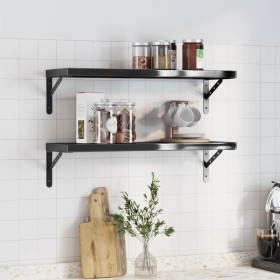 Wall shelves 2 units stainless steel black 75x23.5 cm by , Shelves and shelves - Ref: Foro24-3214516, Price: 61,99 €, Discoun...