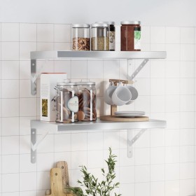 Wall shelves 2 units stainless steel silver 50x30 cm by , Shelves and shelves - Ref: Foro24-3214509, Price: 71,14 €, Discount: %