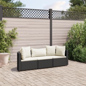 Garden sofa set with cushions 3 pcs synthetic black rattan by , Garden sets - Ref: Foro24-3308448, Price: 201,25 €, Discount: %