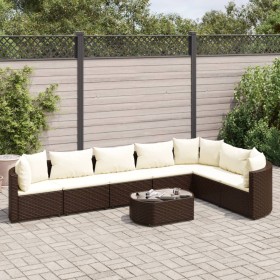 Gartensofagarnitur 8-teilig mit braunen Kissen aus synthetischem Rattan. von , Gartensets - Ref: Foro24-3308385, Preis: 485,9...