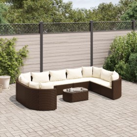 Gartensofa-Set, 10-teilig, mit braunen Kissen aus synthetischem Rattan. von , Gartensets - Ref: Foro24-3308401, Preis: 683,14...