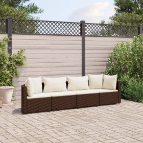 Gartensofagarnitur 4-teilig mit braunen Polstern aus synthetischem Rattan. von , Gartensets - Ref: Foro24-3308457, Preis: 263...