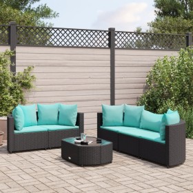 6-piece garden sofa set with black synthetic rattan cushions by , Garden sets - Ref: Foro24-3308420, Price: 448,35 €, Discoun...