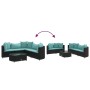 6-teiliges Gartensofa-Set und Kissen aus schwarzem Kunststoff-Rattan. von , Gartensets - Ref: Foro24-3308420, Preis: 447,81 €...