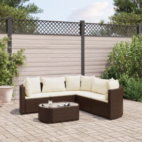 Set aus 6-teiligen Gartensofas und Kissen aus braunem Kunst-Rattan. von , Gartensets - Ref: Foro24-3308393, Preis: 374,71 €, ...