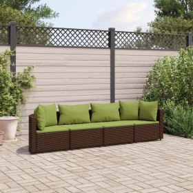 Gartensofagarnitur 4-teilig mit braunen Polstern aus synthetischem Rattan. von , Gartensets - Ref: Foro24-3308462, Preis: 341...