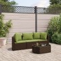 Garden sofa set 4 pieces with brown synthetic rattan cushions by , Garden sets - Ref: Foro24-3308366, Price: 332,68 €, Discou...