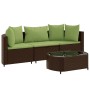 Garden sofa set 4 pieces with brown synthetic rattan cushions by , Garden sets - Ref: Foro24-3308366, Price: 332,68 €, Discou...