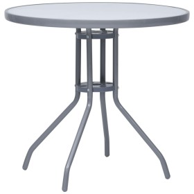 Mesa de jardín acero y vidrio gris claro 80 cm de vidaXL, Mesas de jardín - Ref: Foro24-312215, Precio: 123,99 €, Descuento: %