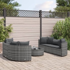 Gartensofagarnitur 7-teilig mit grauen Polstern aus synthetischem Rattan von , Gartensets - Ref: Foro24-3308434, Preis: 439,7...