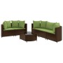 Set of 6 garden sofas and brown synthetic rattan cushions by , Garden sets - Ref: Foro24-3308422, Price: 524,10 €, Discount: %