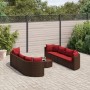 Gartensofagarnitur 9-teilig mit braunen Kissen aus synthetischem Rattan. von , Gartensets - Ref: Foro24-3308429, Preis: 549,8...