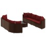 Garden sofa set 9 pieces and brown synthetic rattan cushions by , Garden sets - Ref: Foro24-3308429, Price: 549,88 €, Discoun...