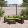 Set of 6 garden sofas and brown synthetic rattan cushions by , Garden sets - Ref: Foro24-3308398, Price: 429,13 €, Discount: %