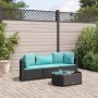 4-piece garden sofa set with black synthetic rattan cushions by , Garden sets - Ref: Foro24-3308364, Price: 281,76 €, Discoun...