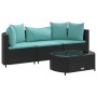 4-piece garden sofa set with black synthetic rattan cushions by , Garden sets - Ref: Foro24-3308364, Price: 281,76 €, Discoun...