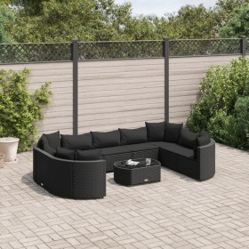 Set of garden sofas and cushions 10 pieces synthetic black rattan by , Garden sets - Ref: Foro24-3308403, Price: 670,00 €, Di...