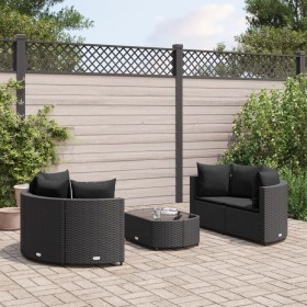 Gartenmöbel-Set 5-teilig mit schwarzen Polstern aus synthetischem Rattan von , Gartensets - Ref: Foro24-3308443, Preis: 343,3...