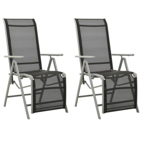 Reclining garden chairs 2 pcs silver aluminum textilene by vidaXL, Garden chairs - Ref: Foro24-312197, Price: 169,90 €, Disco...