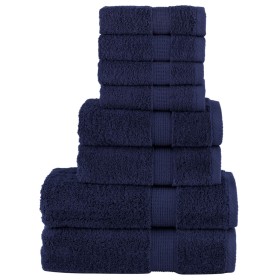 8-teiliges Handtuchset aus 100% Baumwolle in Marineblau, 600 g/m². von , Handtücher - Ref: Foro24-137541, Preis: 43,99 €, Rab...