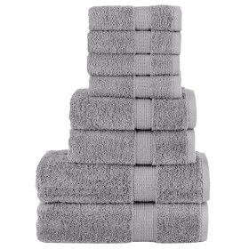 8-teiliges Handtuchset aus 100% Baumwolle in Grau, 600 g/m². von , Handtücher - Ref: Foro24-137543, Preis: 44,00 €, Rabatt: %