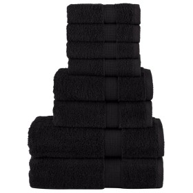 8-teiliges Handtuchset aus 100% Baumwolle in Schwarz, 600 g/m². von , Handtücher - Ref: Foro24-137548, Preis: 44,99 €, Rabatt: %