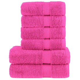 Set of 6 towels 100% cotton pink 600 gsm by , Towels - Ref: Foro24-137569, Price: 46,99 €, Discount: %