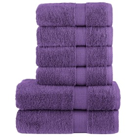 Juego de toallas 6 piezas 100% algodón morado 600 gsm de , Toallas - Ref: Foro24-137562, Precio: 46,29 €, Descuento: %