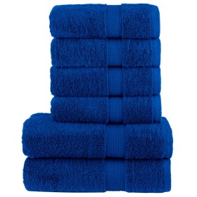 6-teiliges Handtuchset aus 100% Baumwolle, blau, 600 g/m². von , Handtücher - Ref: Foro24-137555, Preis: 46,99 €, Rabatt: %