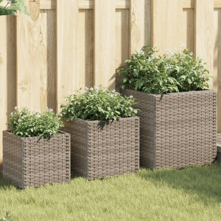 Jardineras 3 unidades ratán sintético gris de , Maceteros y jardineras - Ref: Foro24-366397, Precio: 75,32 €, Descuento: %