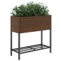 Jardinera con estante ratán sintético marrón de , Maceteros y jardineras - Ref: Foro24-366388, Precio: 57,73 €, Descuento: %