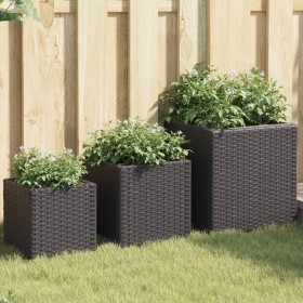 Blumenkästen 3 Stück aus schwarzem synthetischem Rattan von , Töpfe und Pflanzgefäße - Ref: Foro24-366395, Preis: 75,99 €, Ra...