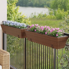 Planters with hooks 2 units synthetic brown rattan by , Pots and planters - Ref: Foro24-366405, Price: 62,57 €, Discount: %