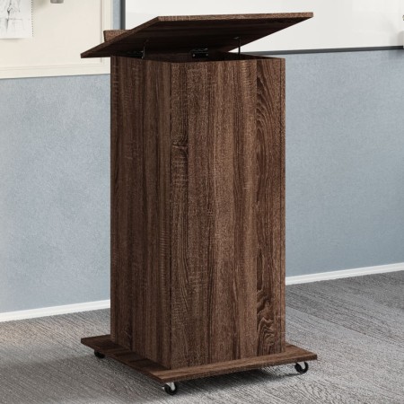 Atril con ruedas y cajón madera ingeniería marrón 55x55x107 cm de , Escritorios - Ref: Foro24-848030, Precio: 134,99 €, Descu...