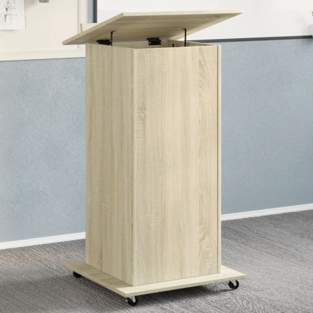 Oak Sonoma wood lectern with wheels and drawer 55x55x107 cm by , Desks - Ref: Foro24-848026, Price: 131,85 €, Discount: %