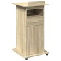 Atril con ruedas y cajón madera roble Sonoma 55x55x107 cm de , Escritorios - Ref: Foro24-848026, Precio: 131,85 €, Descuento: %