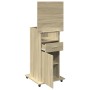 Atril con ruedas y cajón madera roble Sonoma 55x55x107 cm de , Escritorios - Ref: Foro24-848026, Precio: 131,85 €, Descuento: %