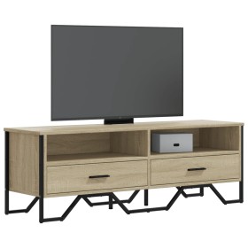 TV stand made of engineered wood in Sonoma oak, 122x34x41 cm by , TV Furniture - Ref: Foro24-848580, Price: 103,79 €, Discoun...