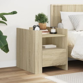 Mesita de noche madera de ingeniería roble Sonoma 45x50x50 cm de , Mesitas de noche - Ref: Foro24-848278, Precio: 79,73 €, De...