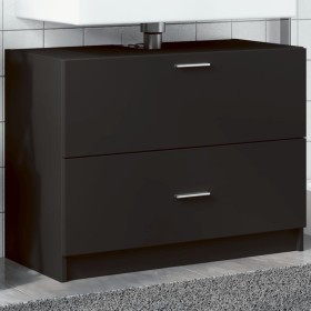 Engineered wood black bathroom cabinet 78x37x59 cm by , Bathroom furniture - Ref: Foro24-848116, Price: 103,36 €, Discount: %