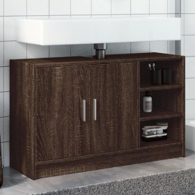 Engineered wood bathroom vanity in brown oak, 90x29x55 cm by , Bathroom furniture - Ref: Foro24-848128, Price: 80,34 €, Disco...