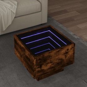 Mesa auxiliar y LED madera ingeniería roble ahumado 40x40x30 cm de , Mesas de centro - Ref: Foro24-847501, Precio: 74,99 €, D...