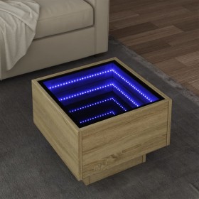 Mesa auxiliar con LED madera ingeniería roble Sonoma 40x40x30cm de , Mesas de centro - Ref: Foro24-847499, Precio: 74,99 €, D...