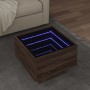 Side table with LED made of brown oak engineered wood, 40x40x30cm. by , Coffee table - Ref: Foro24-847503, Price: 77,65 €, Di...