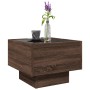 Side table with LED made of brown oak engineered wood, 40x40x30cm. by , Coffee table - Ref: Foro24-847503, Price: 77,65 €, Di...