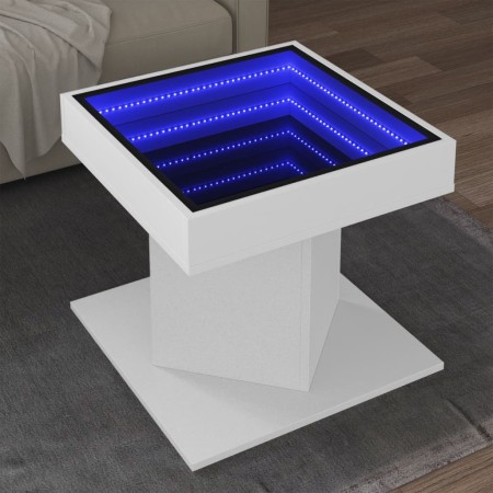 Mesa de centro con luz LED madera ingeniería blanca 50x50x45 cm de , Mesas de centro - Ref: Foro24-847560, Precio: 113,06 €, ...