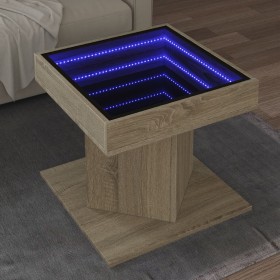 Center table and LED engineered oak wood Sonoma 50x50x45 cm by , Coffee table - Ref: Foro24-847562, Price: 109,24 €, Discount: %